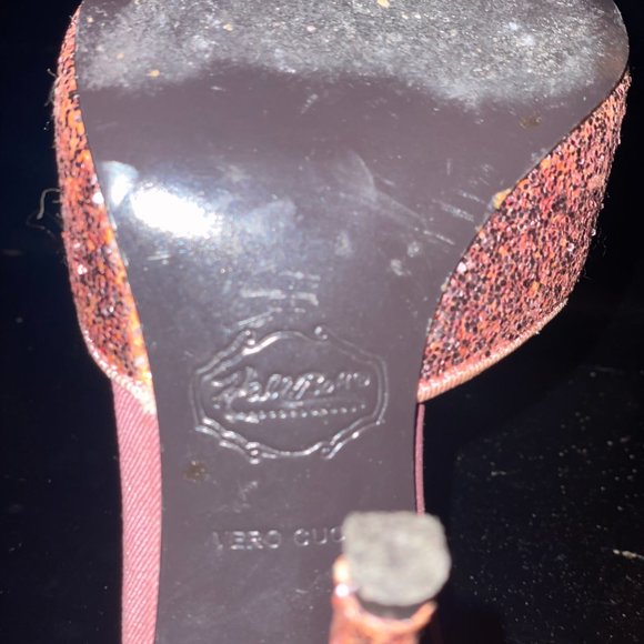 Hale Bob Bo Pink Glitter Heels Rhinestones Jewels Bows 7 Slides - Picture 6 of 7